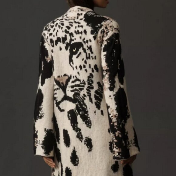 Anthropologie Pilcro Leopard Print Sweater Duster Cardigan Jacket XS XXS NWT - Picture 3 of 8